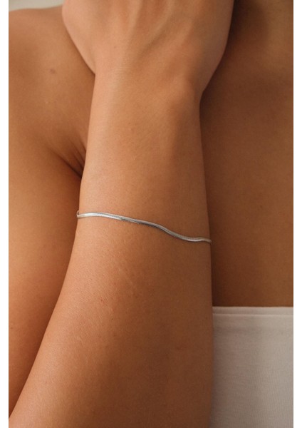 Çelik İnce İtalyan Bileklik Balık Sırtı Model Kararmaz 17+6 cm 2 mm Günlük Kullanıma Uygun modelleri