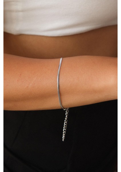 Çelik İnce İtalyan Bileklik Balık Sırtı Model Kararmaz 17+6 cm 2 mm Günlük Kullanıma Uygun indirimleri