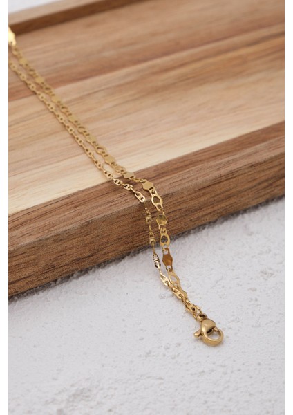 Çelik 2'li Kombin Dokulu Fermuar ve Pullu Plaka Zincir Halhal Minimal Kararmaz 22+4cm indirimleri