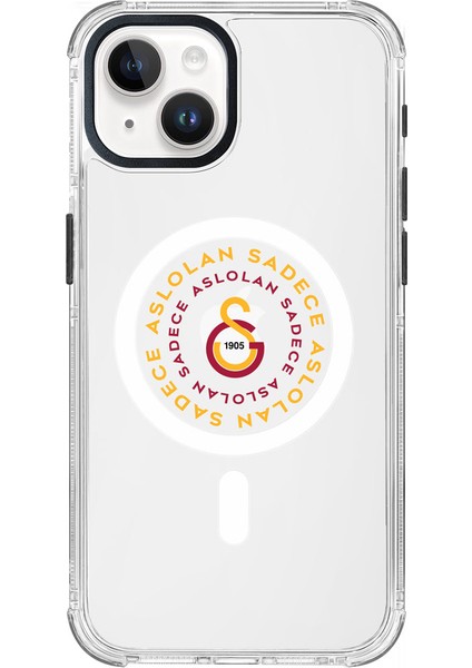 Apple iPhone 15 Galatasaray Magsafe Aslolan Şeffaf Telefon Kılıfı