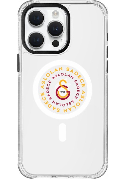 Apple iPhone 15 Pro Max Galatasaray Magsafe Aslolan Şeffaf Telefon Kılıfı