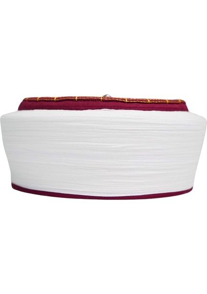 Imam Sarığı-Beyaz Kumaş-Bordo Takke-Düz Sarım-Kuş Gözlü-5 Metre fiyatları