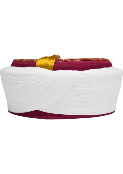 Imam Sarığı-Beyaz Kumaş-Bordo Takke-Düz Sarım-Kuş Gözlü-5 Metre fırsatları