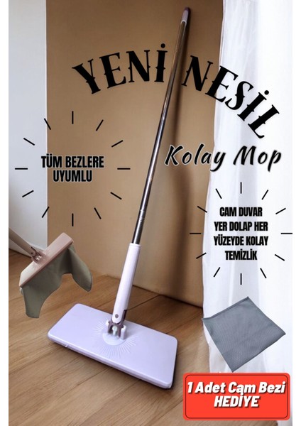 ( 1 Adet Cam Bezi Hediyeli ) Tüm Bezlere Uyumlu Yeni Nesil Mop 4xl Islak Mendillere Uyumlu Moppaspas