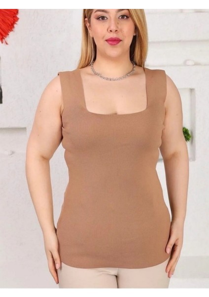 Kare Yaka Büyük Beden Triko Bluz 365