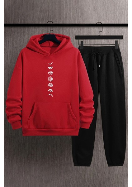 Uygun Tarz Unisex Moon Phases Baskılı Eşofman Takımı