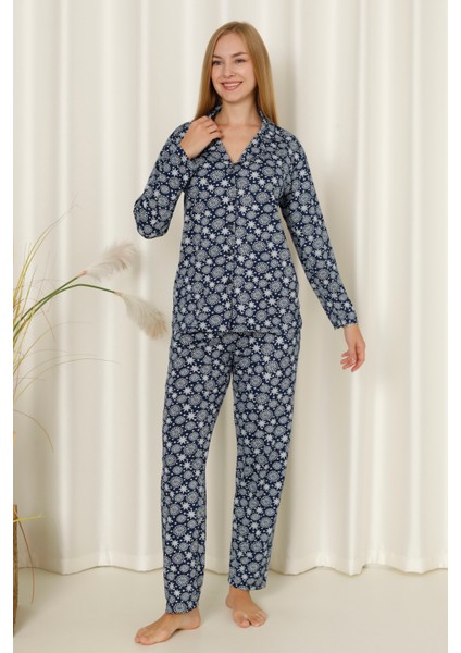 Mirano 9504 Milan Yumuşak Kumaş Boydan Düğmeli Uzun Kollu Kadın Pijama Takımı