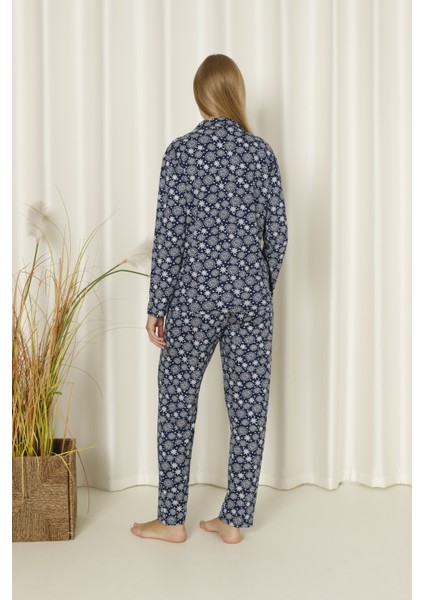 Mirano 9504 Milan Yumuşak Kumaş Boydan Düğmeli Uzun Kollu Kadın Pijama Takımı