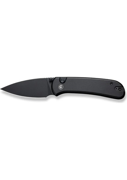 Qubit Button Lock & Thumb Stud Knife Black Aluminum Handle Çakı