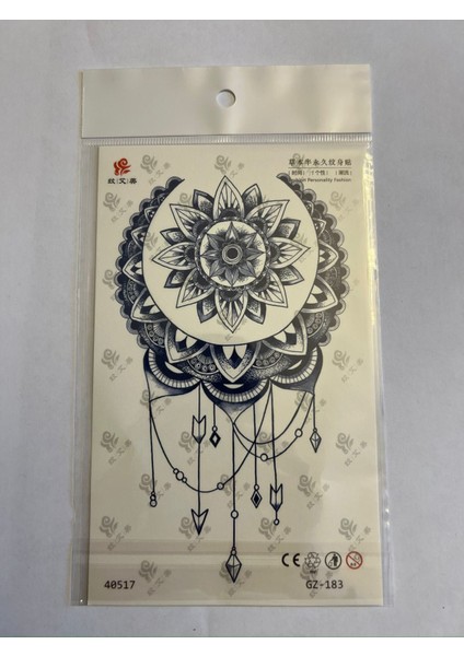 Mandala Tüy 3 Hafta Kalıcı 4 Adet Birden Yapıştırma Geçici Dövme Yarı Kalıcı Dövmeler modelleri