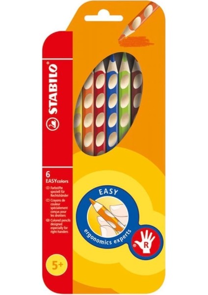 332 Easy Colors Sağ El Kuru Boya Kalemi 6 Renk