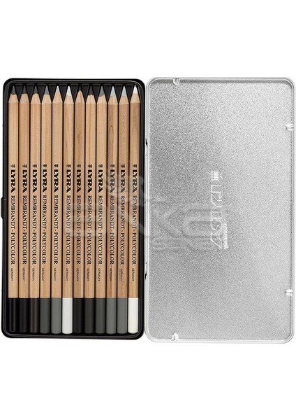 Rembrandt Polycolor Kuru Boya Kalemi 12LI Set Gri Tonlar