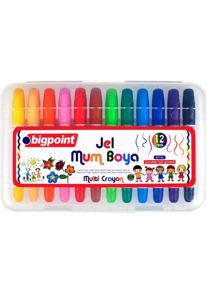 Jel Mum Boya 12 Renk Canlı ve Örtücü Boyama Seti Çocuklar İçin Güvenli