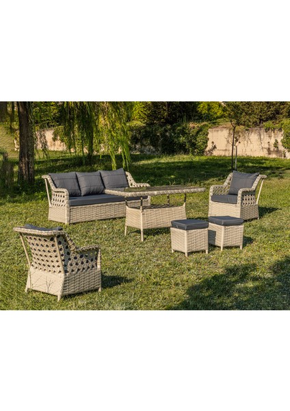 Oscar Rattan Bahçe Mobi̇lyasi 3+1+1 Masali Garanti̇li̇