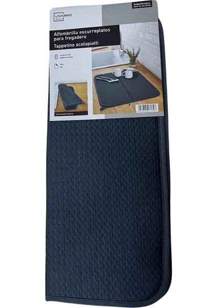 Bulaşık Matı Mikrofiber Livarno 44 x 36 Cm, Siyah