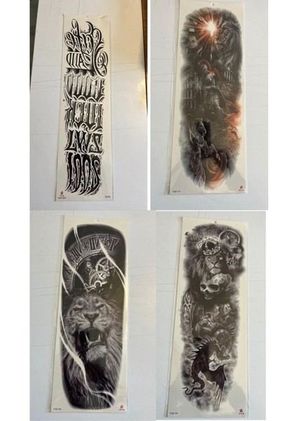 1 Hafta Kalıcı 4 Adet Birden Tam Kol Bacak Kaplama 46 cm Geçici Dövme Seti