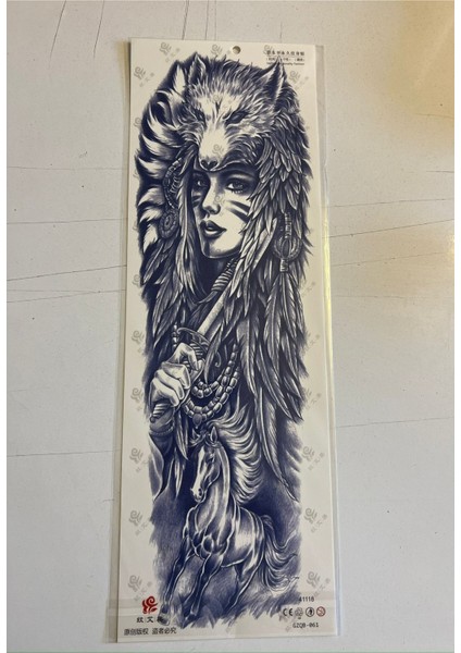 Ejderha Kurt Kız 3 Hafta Kalıcı 2 Adet Birden Tam Kol Bacak Geçici Dövme 46 cm modelleri