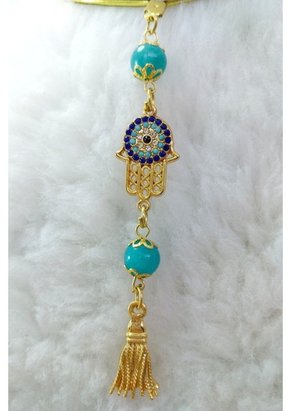 Parlak Taşlı Nazar Fatıma Eli Araba Dikiz Ayna Süsü, Püsküllü Turkuaz Taşlı Lüks Yeni Araba Hediyesi fırsatları