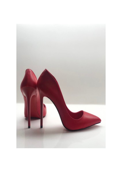 Kırmızı Mat Stiletto Topuklu Ayakkabı
