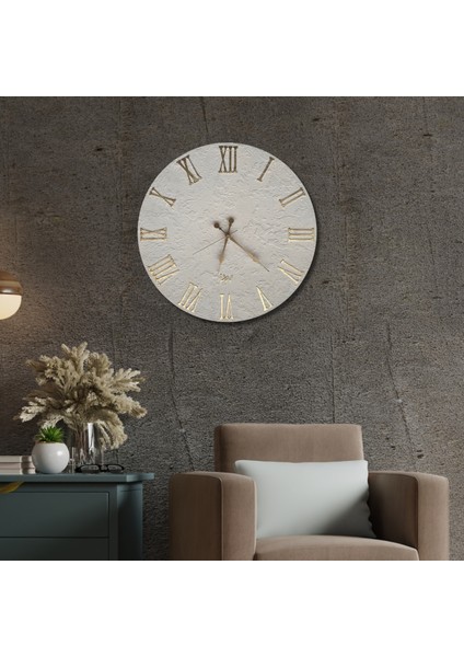 El Yapımı Italyan Boya Duvar Saati, Özel Dokulu Duvar Saati, Gold Rakamlı, 60CM, Ev ve Ofis Hediyesi modelleri