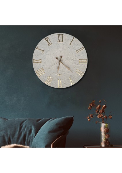 El Yapımı Italyan Boya Duvar Saati, Özel Dokulu Duvar Saati, Gold Rakamlı, 60CM, Ev ve Ofis Hediyesi fırsatları