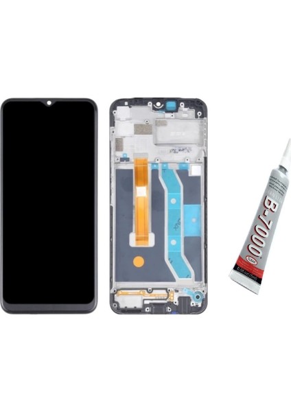 Realme C11 Ekran Dokunmatik Çıtalı (Siyah) B7000 Yapıştırıcı