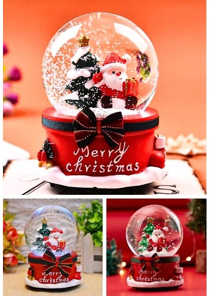 Yılbaşı 2025 Noel Baba ve Çam Ağacı 13 cm Orta Boy Işıklı Müzikli Kar Küresi 20B fiyatları