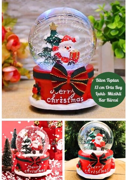 Yılbaşı 2025 Noel Baba ve Çam Ağacı 13 cm Orta Boy Işıklı Müzikli Kar Küresi 20B indirimleri