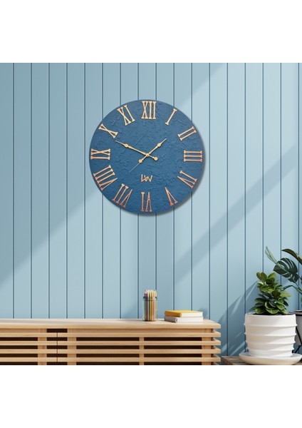 El Yapımı Italyan Boya Duvar Saati, Özel Dokulu Duvar Saati, Gold Rakamlı, 60CM, Ev ve Ofis Hediyesi