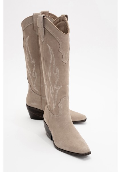 Pietro Bej Deri Süet Kadın Western Çizme