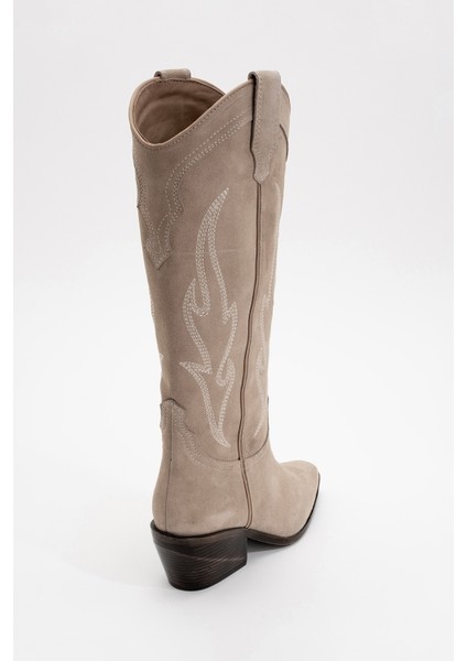 Pietro Bej Deri Süet Kadın Western Çizme fırsatları