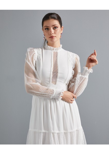 Kadın Midi Elbise - Transparan Detaylı - Modern ve Şık Tasarım - Özel Gün ve Davet Için Elbise modelleri