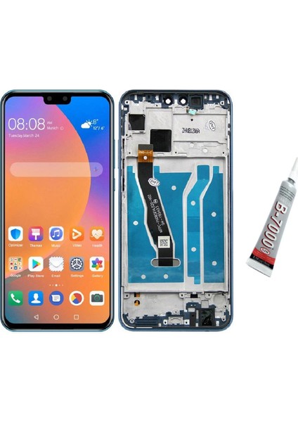 Huawei Y9 2019 Ekran Dokunmatik Çıtalı (Siyah) B7000 Yapıştırıcı