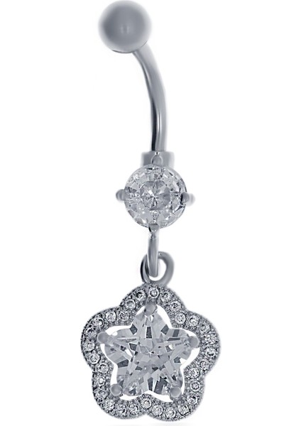 Kadın Çiçek Model Taşlı Sallantılı Piercing