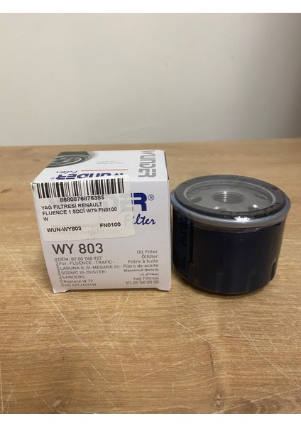 Wunder WY803 Yağ Filtresi Juke 1.5 10> Qashqaı 1.5 07>13 Grand Vıtara 05>15 Duster Logan Sandero Clıo Iıı Fluence Scenıc Iıı Kangoo Laguna Iı Iıı Latıtude Megane I Iı Iıı 1.5dcı 1.9dcı K9K