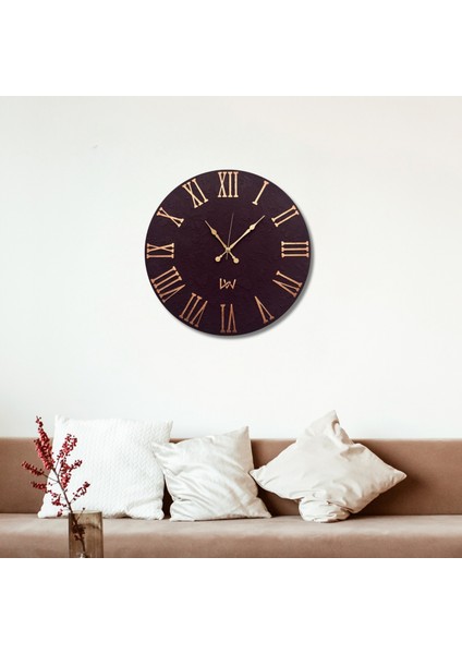 El Yapımı Italyan Boya Duvar Saati, Özel Dokulu Duvar Saati, Gold Rakamlı, 60CM, Ev ve Ofis Hediyesi, Bordo/Gold modelleri