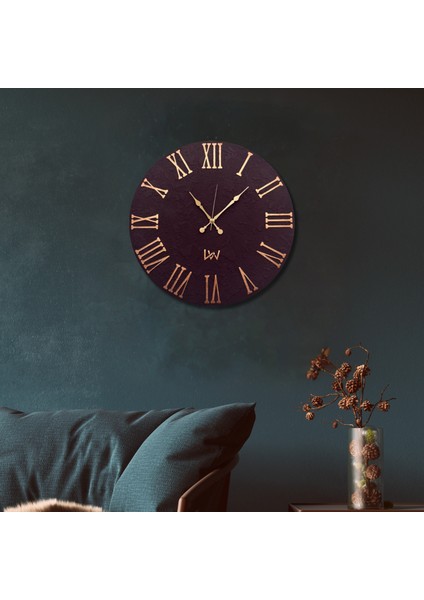 El Yapımı Italyan Boya Duvar Saati, Özel Dokulu Duvar Saati, Gold Rakamlı, 60CM, Ev ve Ofis Hediyesi, Bordo/Gold fırsatları