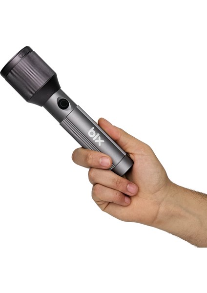 Flashlight BX2142FL 24W Led, Max. 1000 Lümen Parlaklık ve 900 Metreye Kadar Menzilli, Zoom Özellikli Şarj Edilebilir Çok Modlu Kompakt El Feneri