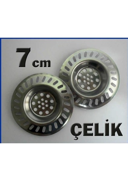 2 Adet 7cm Paslanmaz Çelik Lavabo Gider Süzgeci Yaşam Boyu Garantili Ikili Set Çelik Lavabo Süzgeci