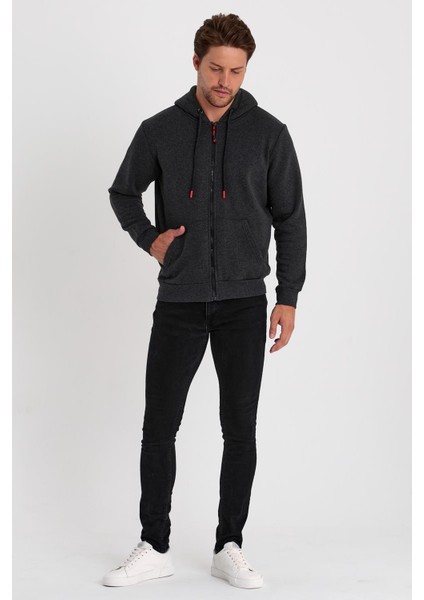 Erkek Tam Fermuarlı Kapüşonlu Yandan Cepli Sweatshirt modelleri