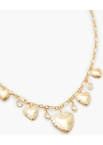 Kalp Madalyon Charm Kolye