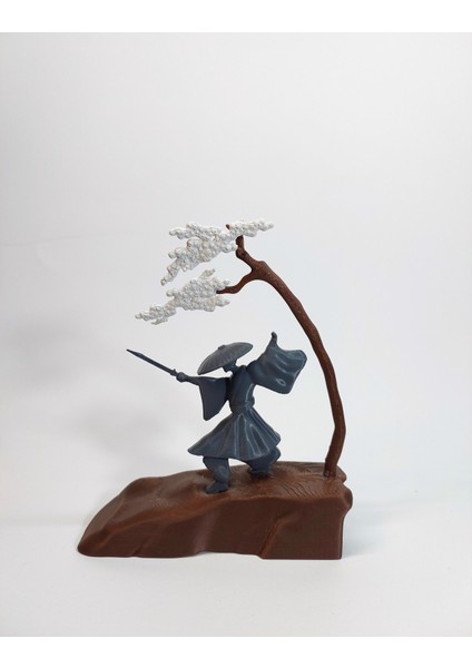 Samuray Ronin Biblo – 3D Dekoratif Figür, Japon Stili Masa Süsü
