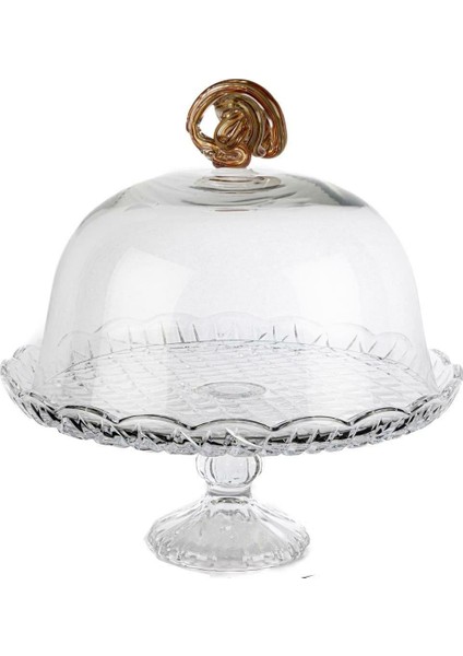 Amber Kapaklı Cam Kek Standı 31X31 cm