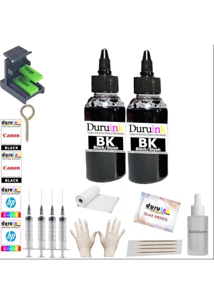Duruınk Canon Pg 40 IP2500 IP2600 MP140 Siyah Kartuş Mürekkep Dolum Seti 2X100 ml