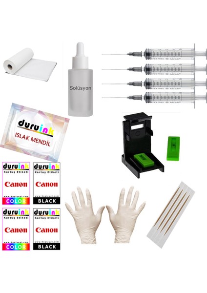 Duruınk Canon MX350 MX360 MX410 MX420 (Pg 510 cl 511) Kartuş Mürekkep Dolum Seti 4X100 ml