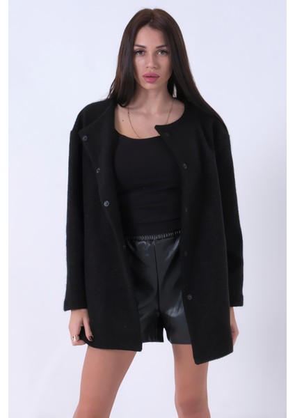 Siyah Önü Kapamalı Seyyar Kemerli Peluş Ceket 0105140.01