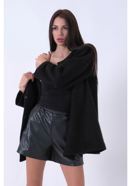 Siyah Önü Kapamalı Seyyar Kemerli Peluş Ceket 0105140.01 modelleri