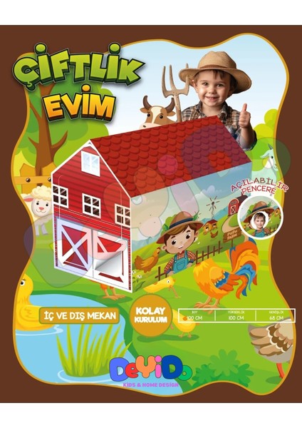 Çiftlik Evim Eğlenceli Oyun Evi Evcilik Oyun Çadırı Minik Kampçı Çadırı
