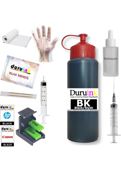 Duruınk Canon MP180 MP190 MP210 Siyah Kartuş Mürekkep Dolum Seti 500 ml (Pg 40)