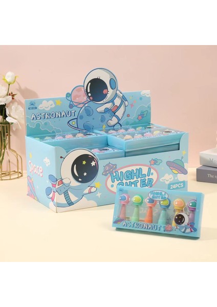 Highlighter Fosforlu Kalem 6'lı Set Astronot Desenli
